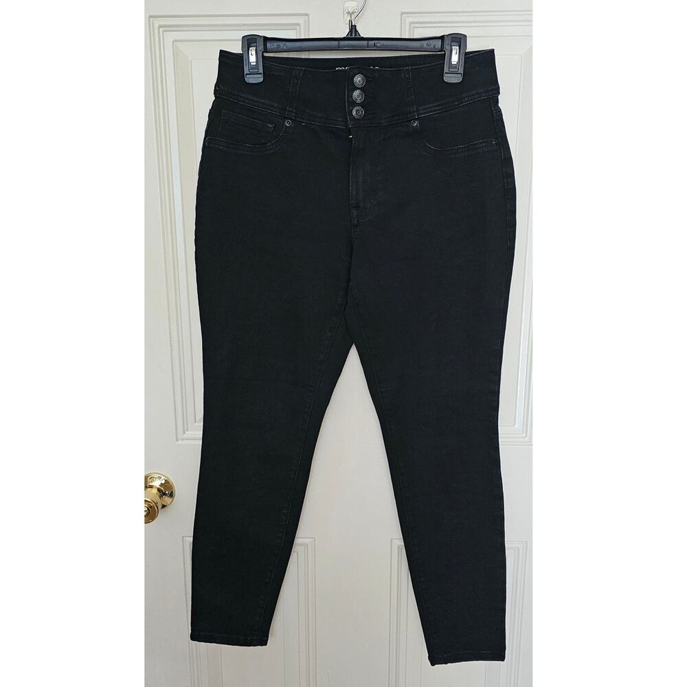 Maurices Black High Waisted Three Button Skinny Jeans Medium Short